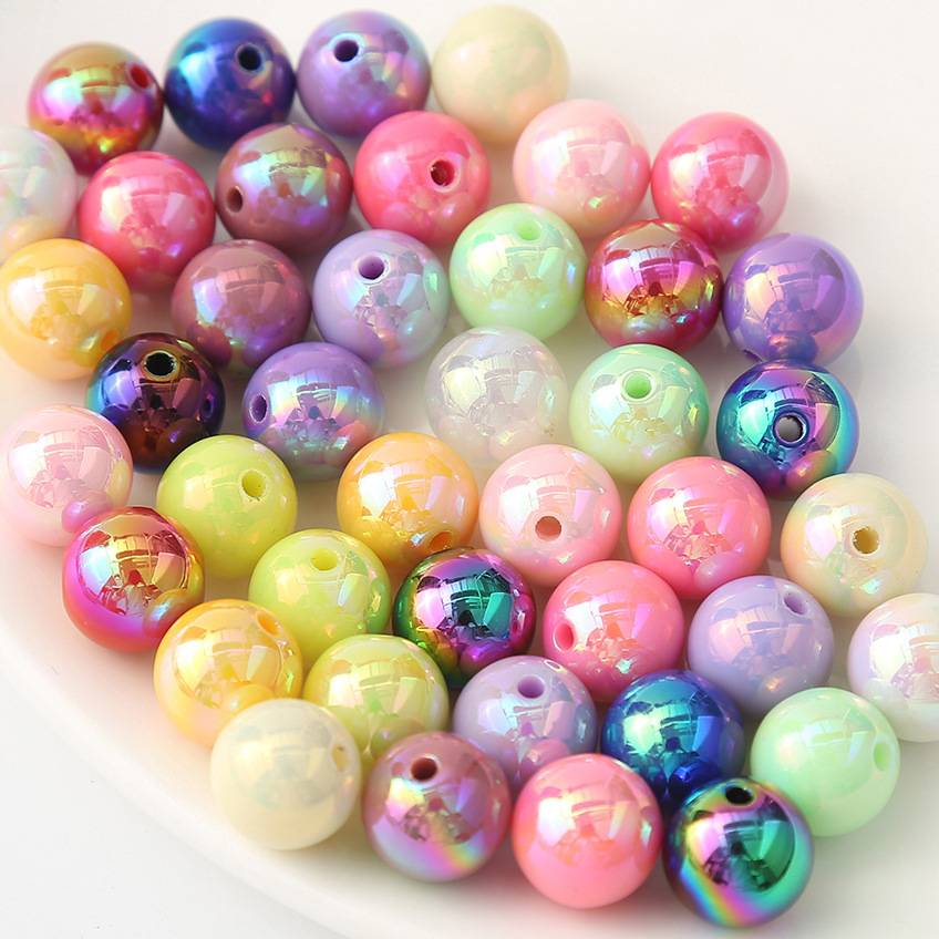14mm / 16mm acrylic beads, iridescent beads, DIY color-coated handcrafted bead material, wholesale of loose beads, bracelet accessories