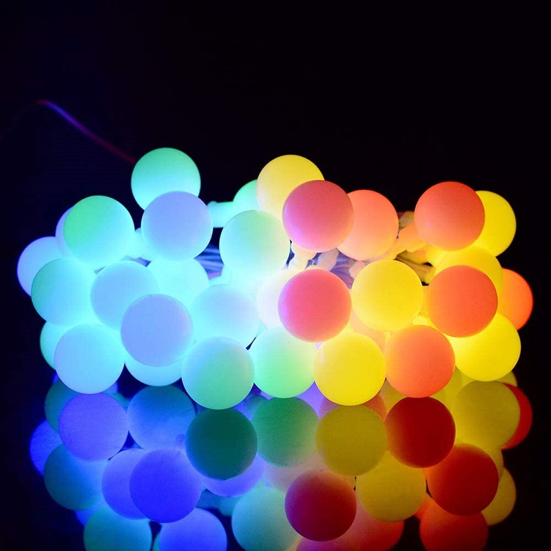 LED spherical colored lights, usb flashing street stall string lights, Christmas creative room decorative lights, copper wire colored light strings details Picture