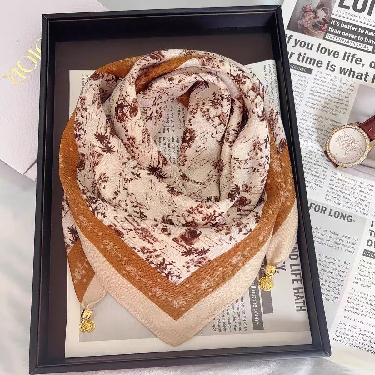 磁吸扣方巾女爆款新款外搭护颈围巾棉质百搭气质领巾轻薄舒适批发详情16