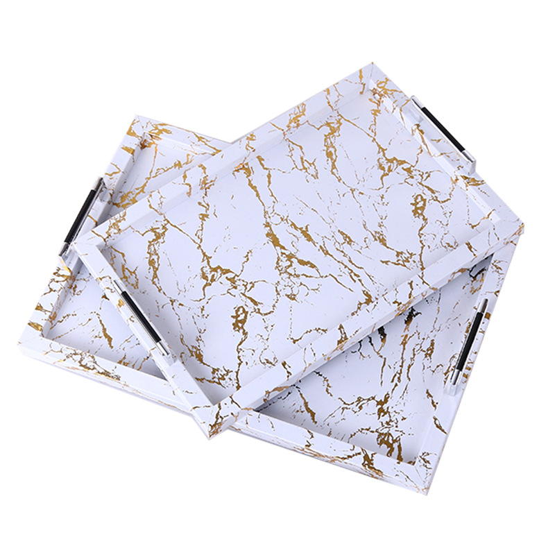Plastic Storage Tray Marble Simple Hotel Restaurant Cafe Tea Tray Rectangular Dinner Tray details Picture