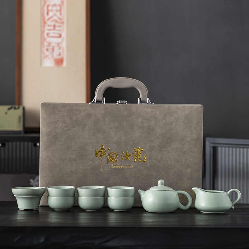 汝窑茶具套装家用办公泡茶壶4S店礼品公司年会商务礼品伴手礼logo