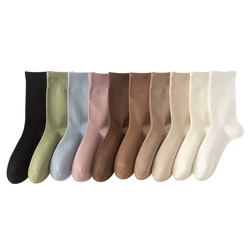 Sock stall, one-piece consignment, women's mid-calf, ins, trendy and versatile postpartum socks, solid color, autumn and winter retro style, pile socks, white socks, long socks, one-piece consignment Item Picture