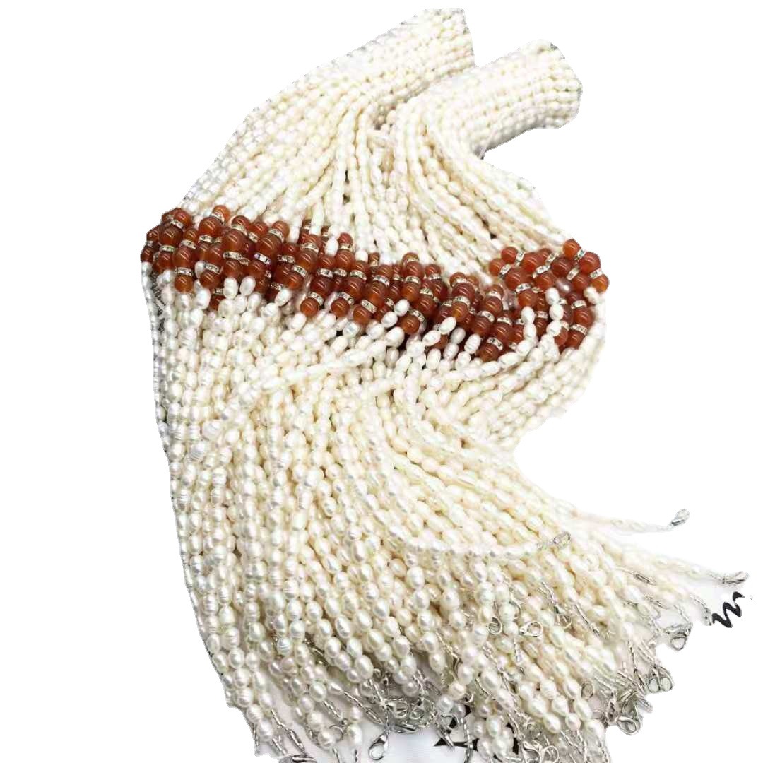 Natural freshwater pearl necklace and agate red and green fashion combination, a great gift for Mother's Day from live-streaming influencers Item Picture