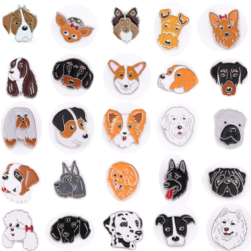 New products from foreign trade manufacturers, popular pet dog brooches, cap badges, corsages, metal animal accessories, in stock, wholesale from street stalls details Picture