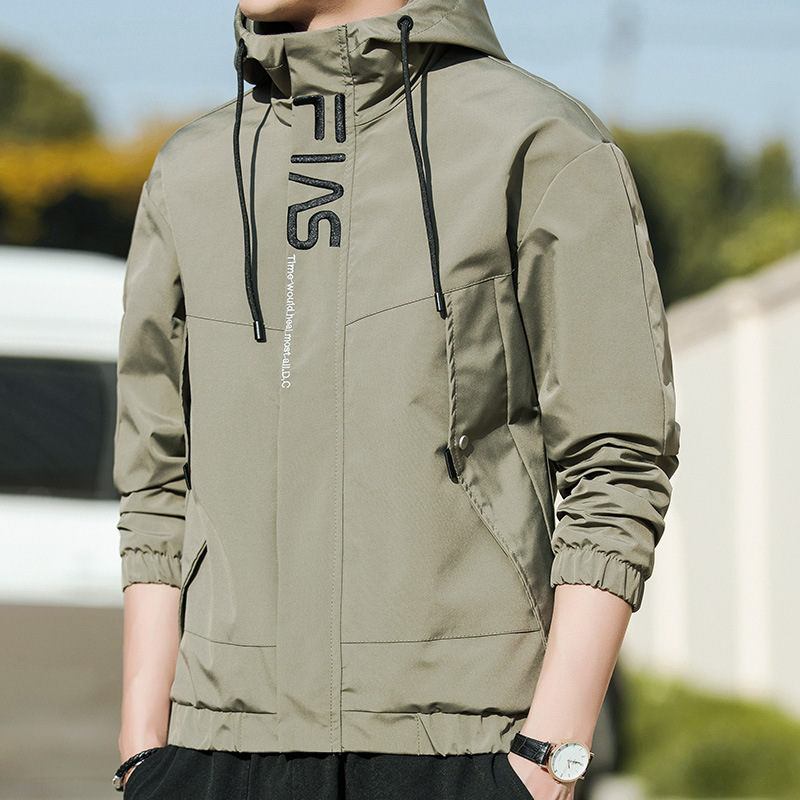 The Men's Autumn 2022 new Men's simple hooded casual and cool youth jacket, a trendy loose jacket for men details Picture