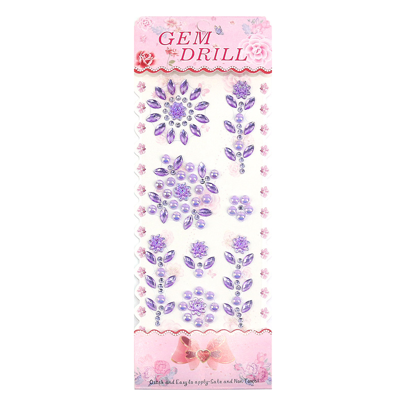 Pearl resin water diamond stickers for children, acrylic DIY mobile phone diamond stickers, pearl rose flowers Item Picture