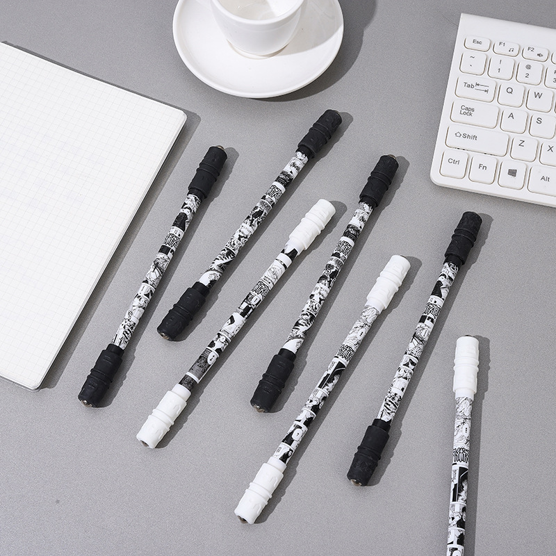 Yqiduo Cartoon Black And White Revolving Pen Special Cartoon Student Stationery Revolving Pen Stress Relief Gift Pen Signature Pen Specification drawing