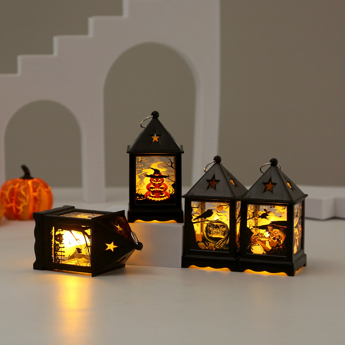 Halloween Wind Lights Led Portable Jack-O '-Lantern Creative Night Lights Festive Atmosphere Decorative Props Layout Small Ornaments Application Scenario