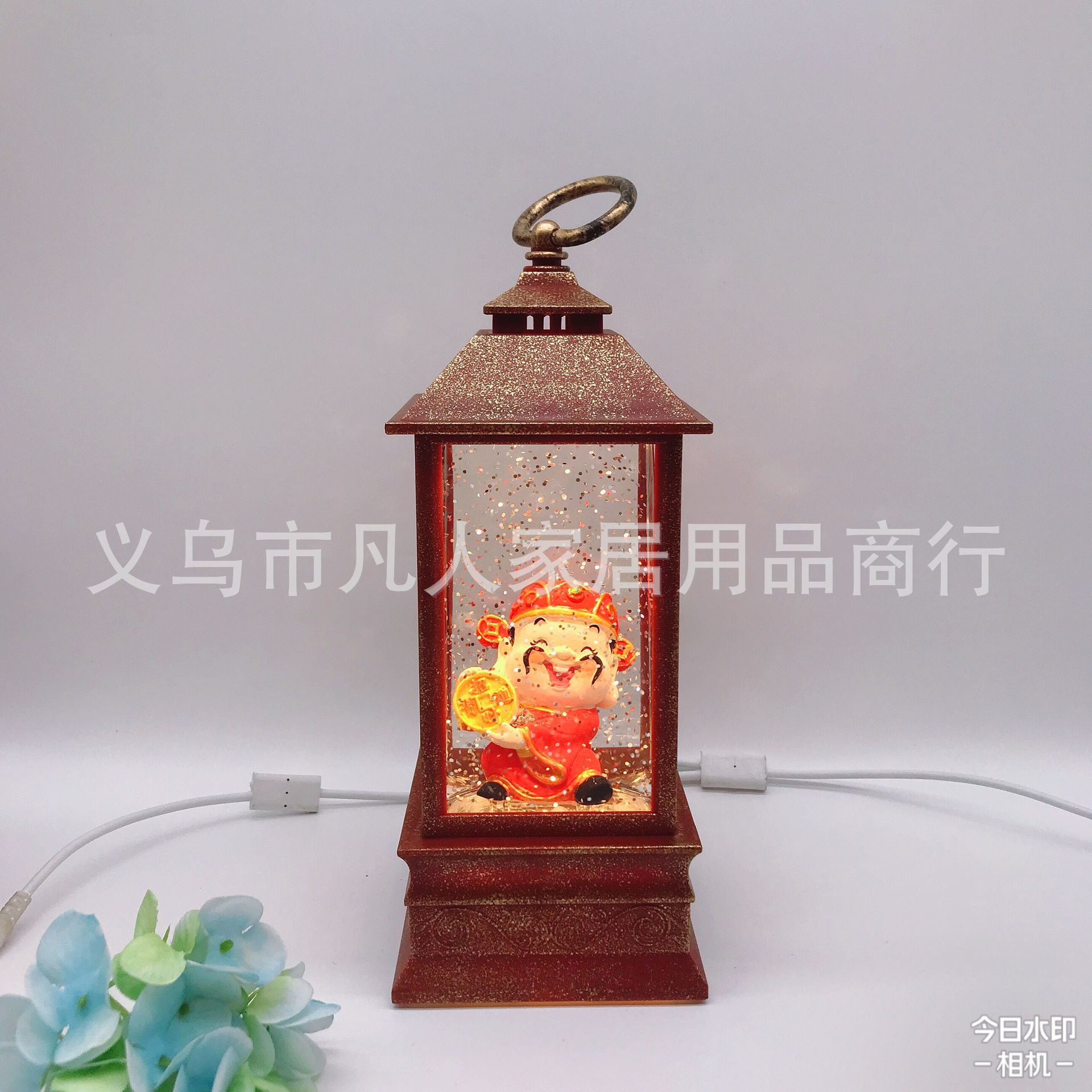 Opening Of Water-Flood Wind Light Snow Music Box Festive Creative Gift Music Box God Of Wealth Decoration details Picture