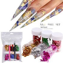 Cross border Nail Tinsel ins Europe and America thin color double sided foil Nail Tinsel Shard set