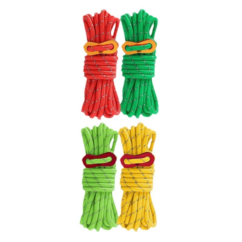 Factory wholesale camping windbreak ropes, outdoor fixed canopy tents, thickened color 4mm / 5mm, camping night reflective Item Picture