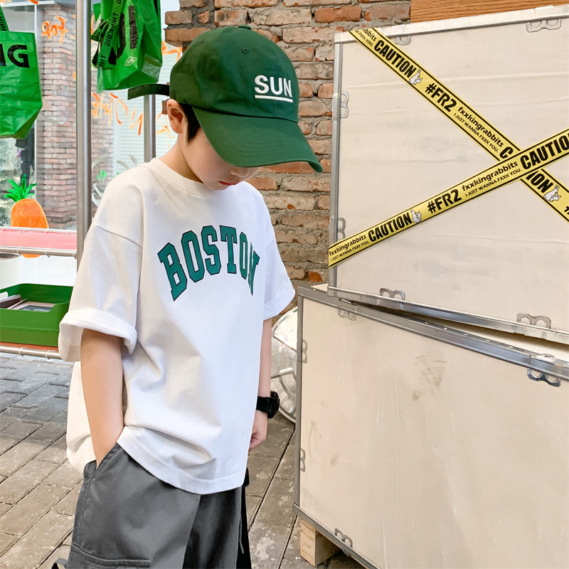 Children's clothing for boys, summer short-sleeved T-shirts, summer cotton for children and boys, summer trendy clothes for big kids, cool and stylish Specification image