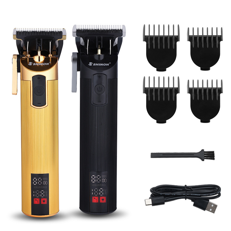 Wholesale of new cross-border hair clippers, professional hair salon electric clippers, full-body water-washing hair clippers, all-metal oil-tipped clippers SHINON Item Picture