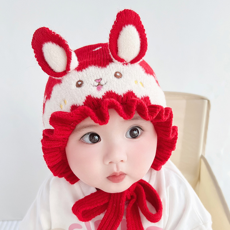 贝纳熊可爱小兔造型帽冬帽针织帽保暖帽图