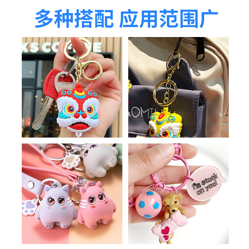 Stock Color Baking Paint Dog Button With Flat Ring Alloy Dog Button Key Chain Color Zinc Alloy Lobster Button Application Scenario