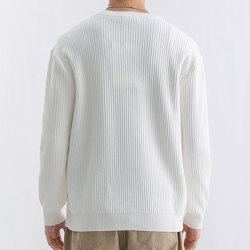 Yimeng Men's autumn men's sweater, men's trendy casual long-sleeved round-neck knitted sweater, warm base layer, trendy men Specification image