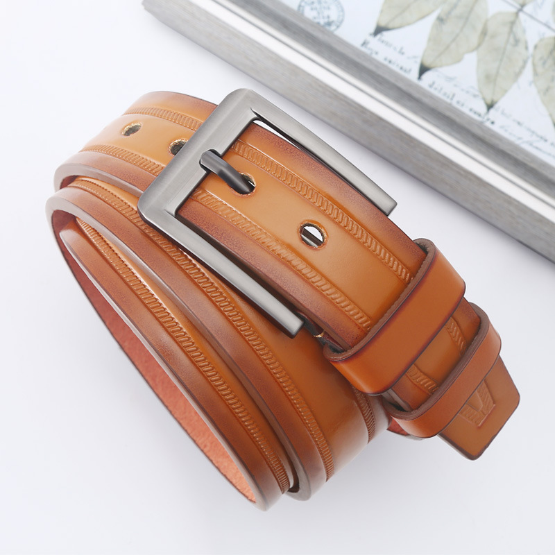 New Europe And The United States Leisure Pin Buckle Waistband Pu Washed Microfiber Belt Men's Belt Stall Wholesale Application Scenario