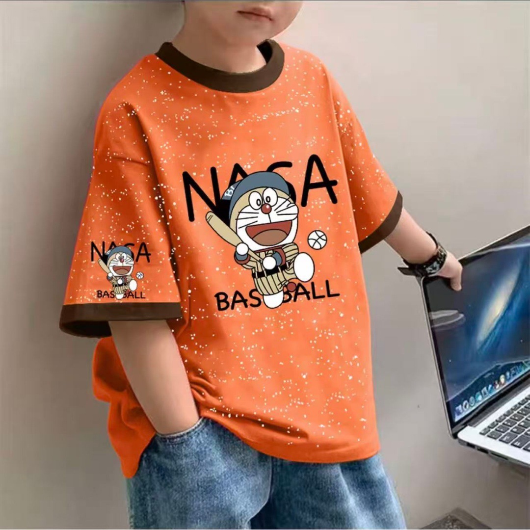 Summer pure cotton short-sleeved children's T-shirt, half-sleeved for boys and girls, new Korean-style summer wear, stylish base layer, trendy top details Picture