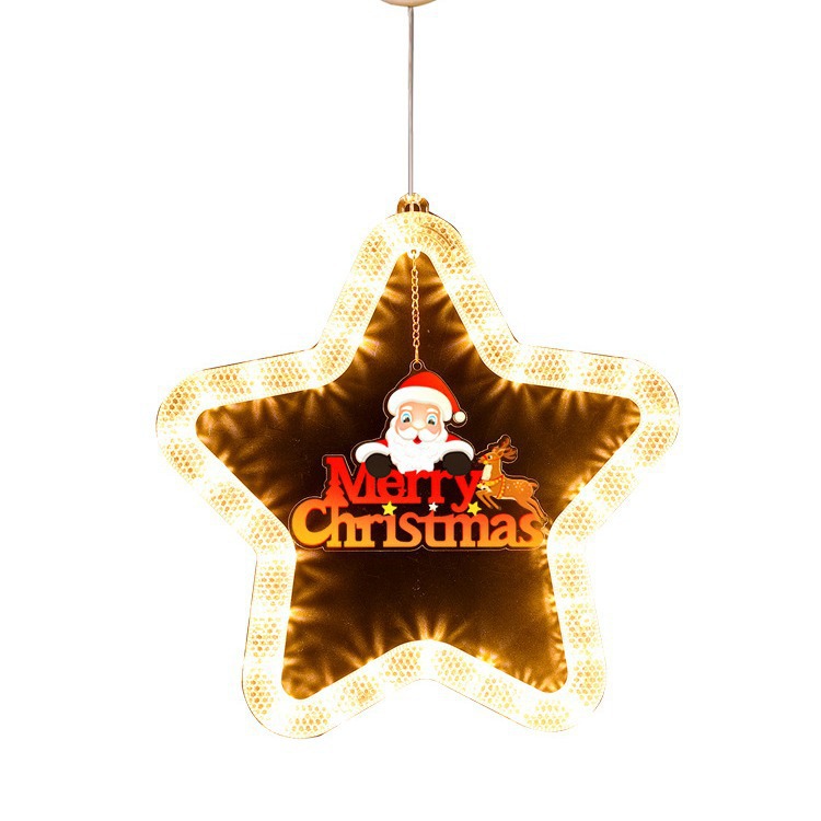 For the 2024 Christmas season, we will decorate with five-pointed stars, horse-running hanging lights, led colored lights, window atmosphere decorations, hanging ornaments and suction cup lights Item Picture