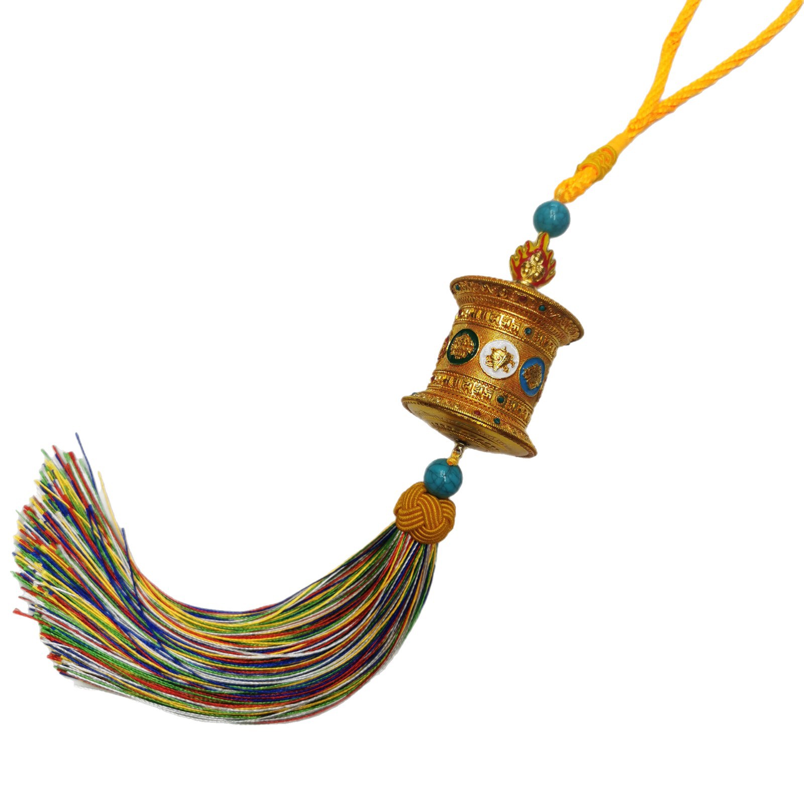 Tibetan-style prayer wheel car pendant, auspicious Eight Treasures six-character Mantra tassel style interior decoration Item Picture