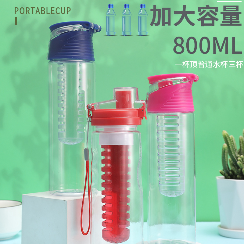 Cross-Border Explosive Plastic Cup Large Capacity Sports Water Cup Tea Separation Plastic Fruit Tea Cup Activity Gift Cup Wholesale Specification drawing