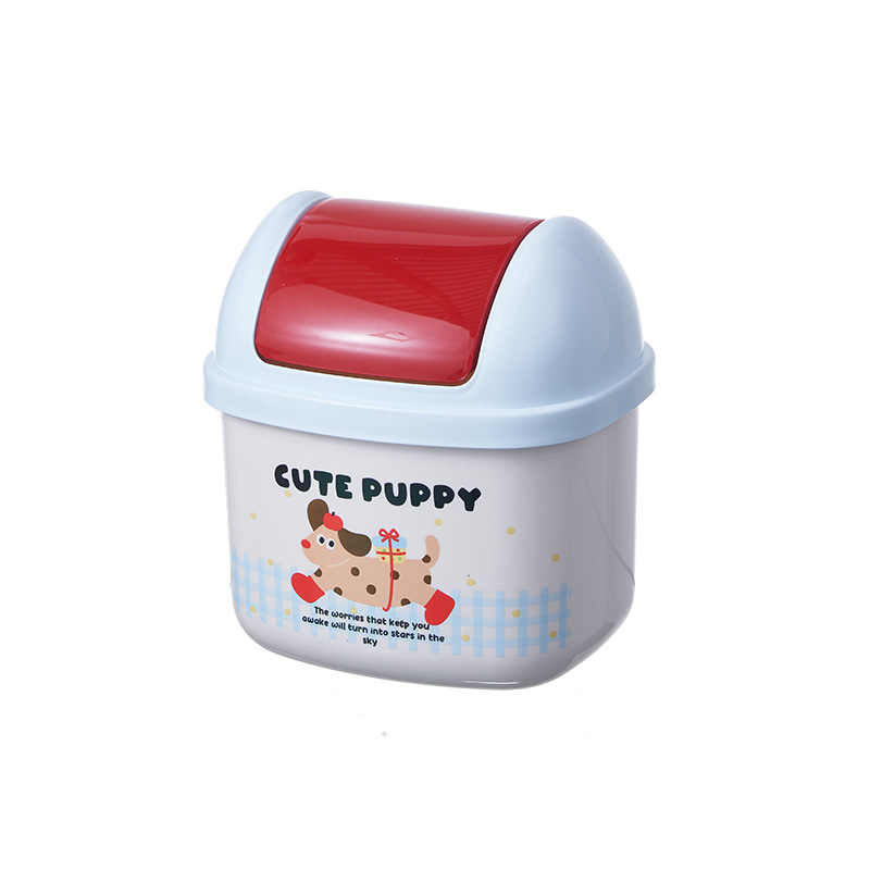 Covered cartoon desktop trash can, press-type mini trash can, creative home living room coffee table, wastebasket storage bucket Item Picture