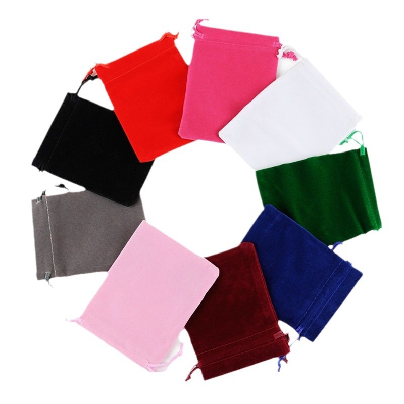 Wholesale black jewelry bags, jewelry and cosmetics storage velvet drawstring bags, earphone and power bank velvet bags Item Picture