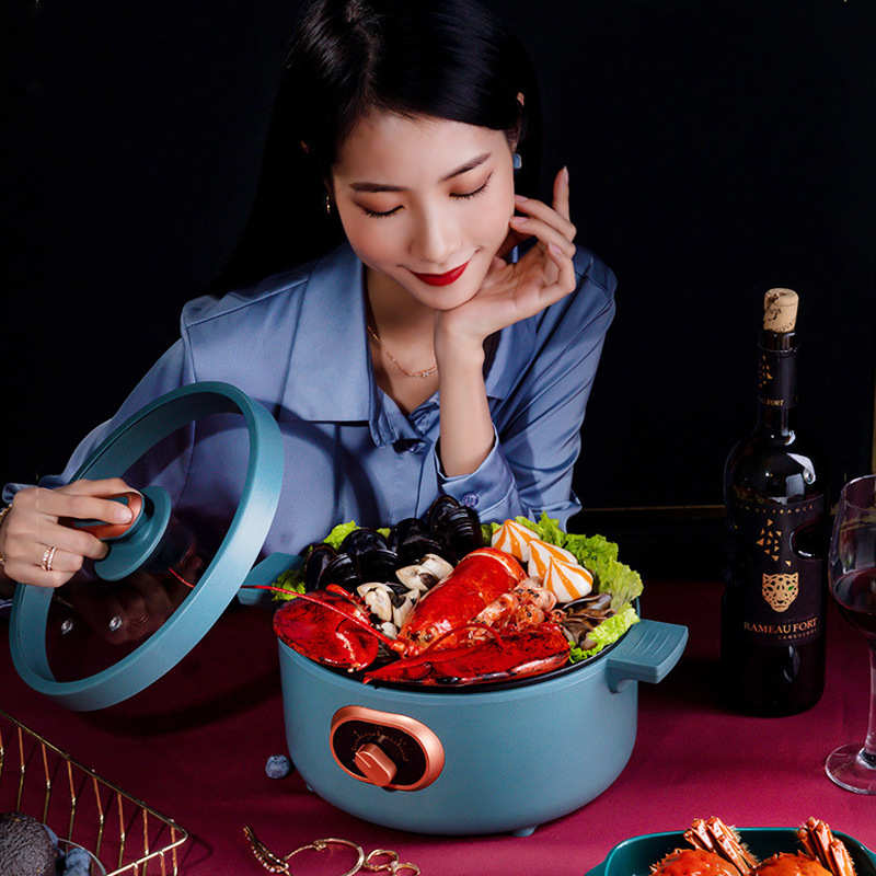 Household Electric Cooking Pot Multi-Functional Electric Wok One Dual-Use Dormitory Small Electric Pot Electric Hot Pot Wholesale Small Appliances details Picture