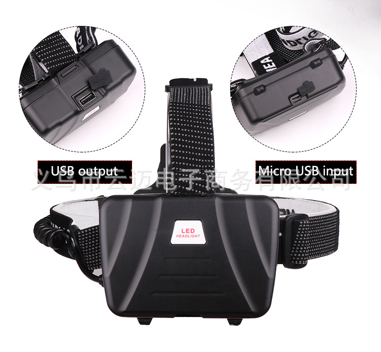The new cross-border XHP70 telescopic zoom headlamp, USB charging, battery level display, large lens XHP70 strong headlamp pic 9