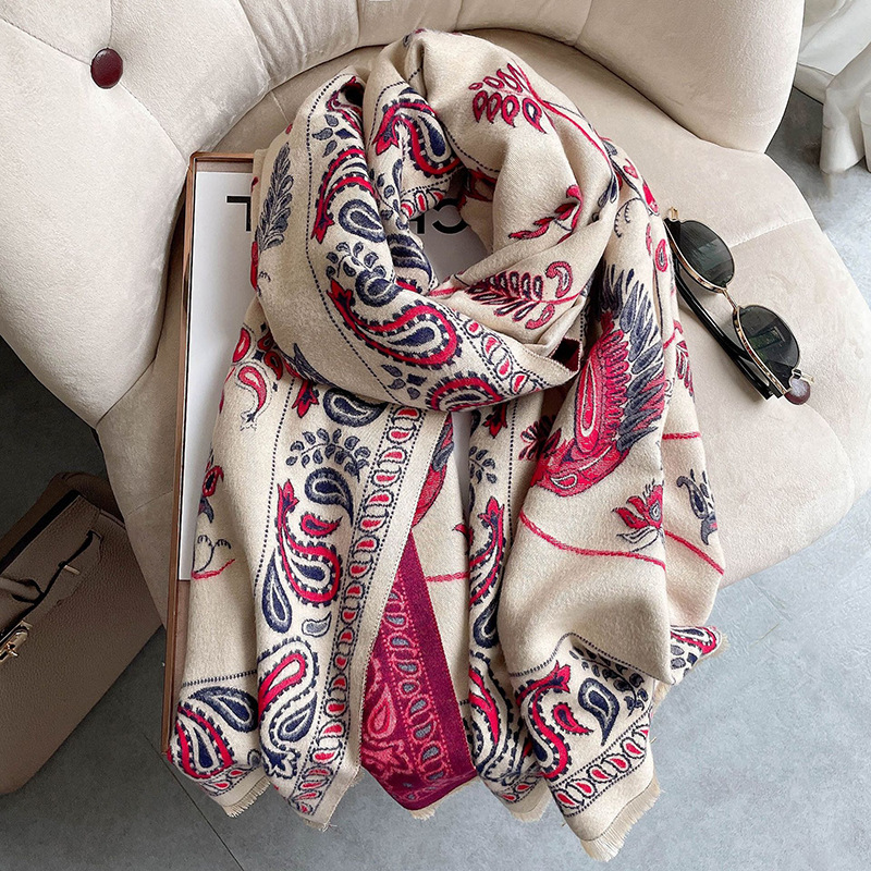Summer Office Nap Air-Conditioned Shawl With Female Autumn And Winter Double-Sided Imitation Cashmere With Thick Fringe Warm Scarf Specification drawing