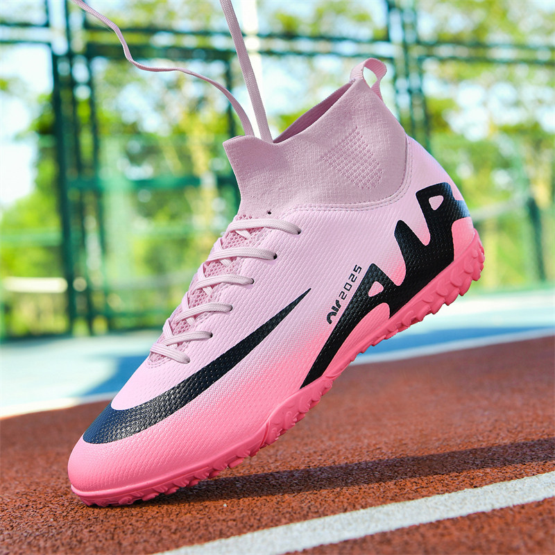 跨境C罗梅西刺15儿童高帮足球鞋男成人造草坪长钉碎钉训练运动鞋