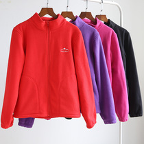 Polar fleece coat female autumn and winter double-sided fleece outdoor grab flannel jacket charge jacket lining stand collar zipper cardigan top