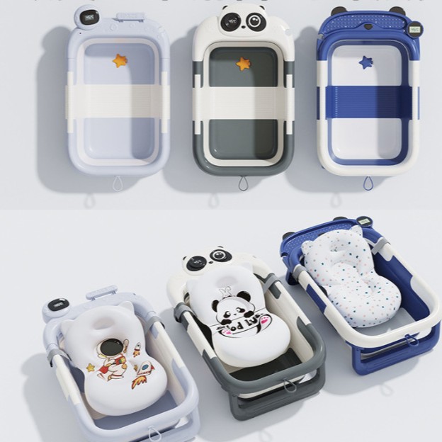 新款新生婴儿折叠浴盆宝宝可坐可躺感温洗澡盆婴儿折叠沐浴盆