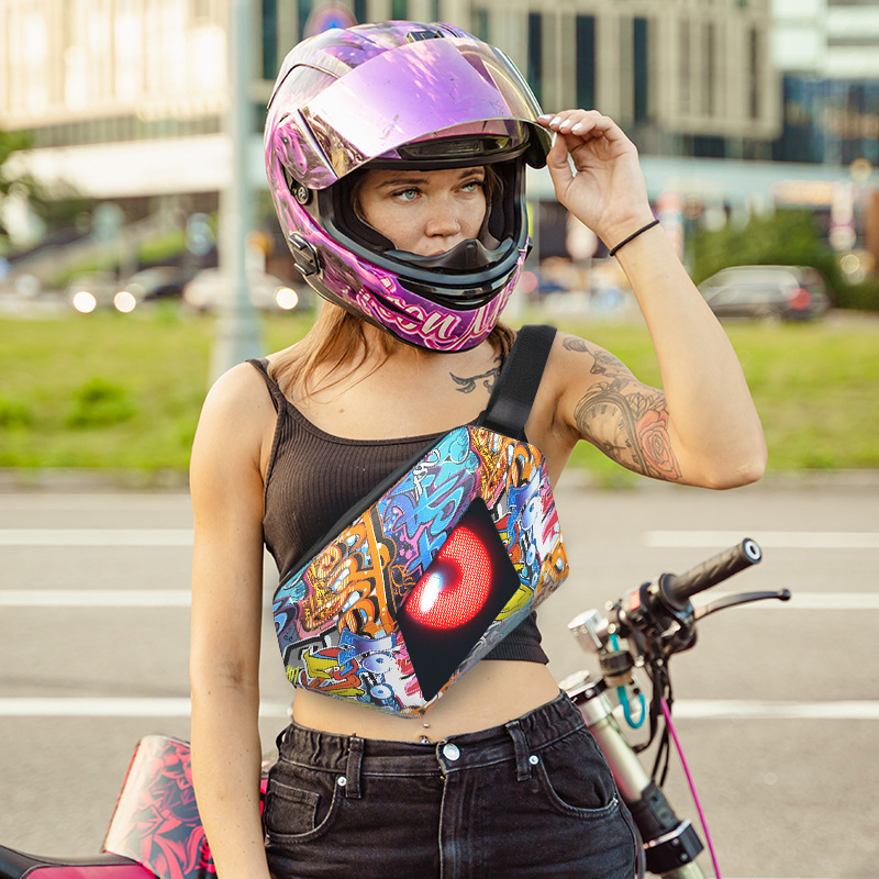Motorcycle Scooter Rider Led Satchel Loy Knight Bag Waterproof Oblique Back Travel Bluetooth Doodle Water Smart Model Application Scenario