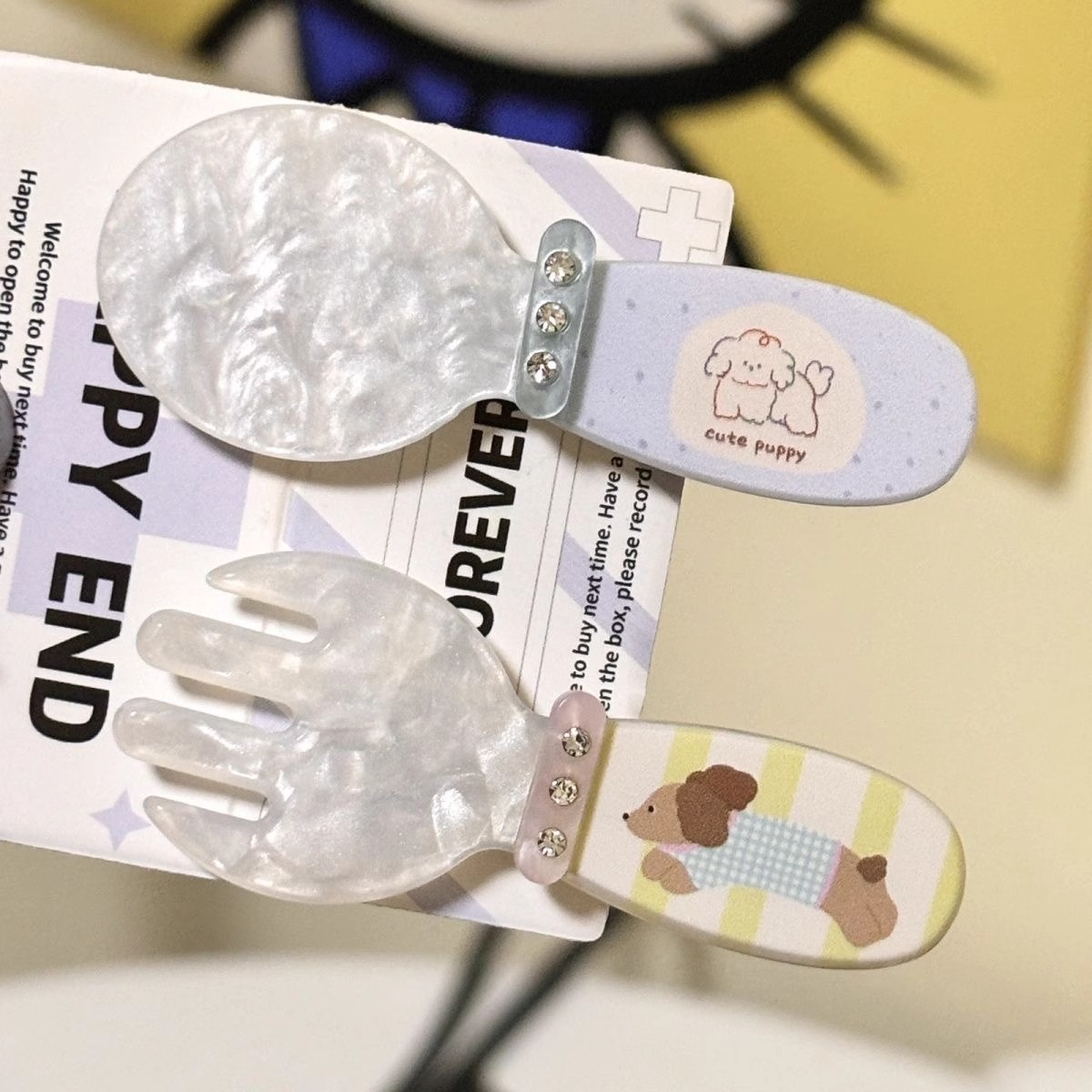 Cute cartoon spoon hair clips, polka dot dog and cat, bangs hair clips, side hair clips, 2024 new style