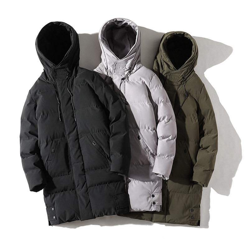 Cross-border custom-made mid-length cotton-padded jacket for men, winter new style loose hooded cotton-padded jacket, thickened down cotton-padded jacket for men details Picture