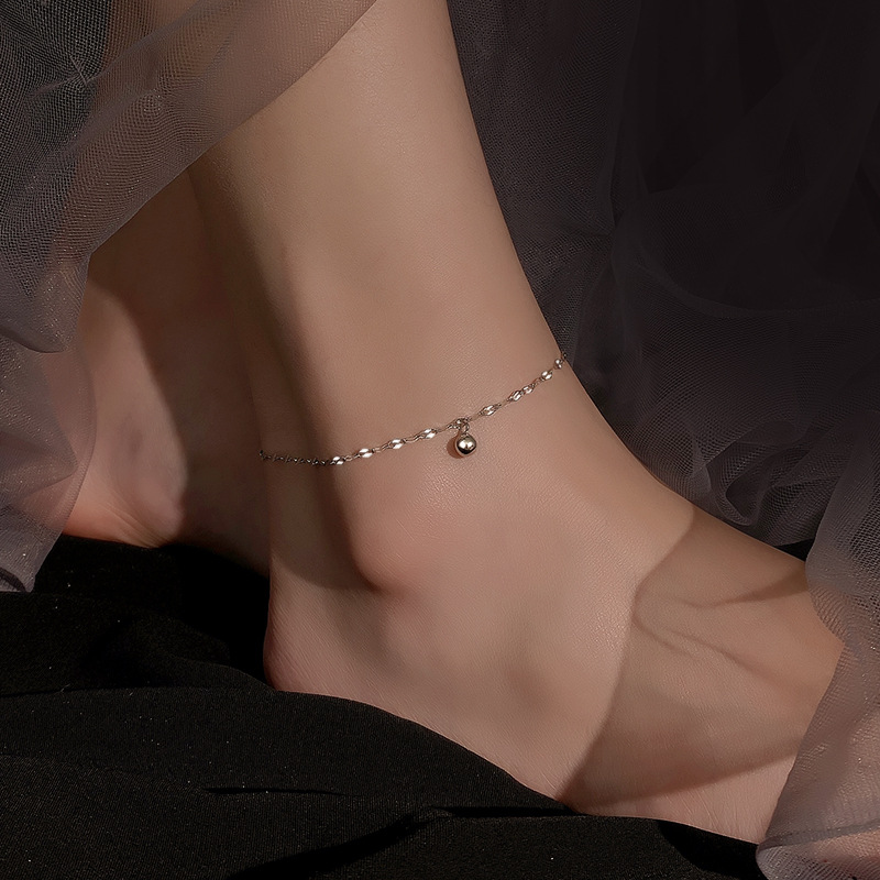 Fashionable bell-shaped round bead women's ankle chain 2023 new style, trendy and high-end, retro style, sexy ankle ring, foot accessory Specification image