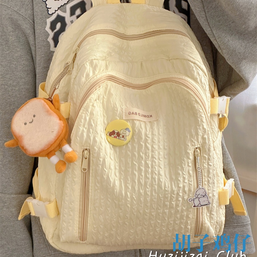 日系尼龙书包防水ins初中生背包高中学生双肩包高级感女休闲包包