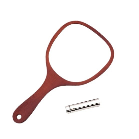 美容院手持化妆镜美甲美睫女 便携手柄镜复古木制宿舍小镜子批发详情图5