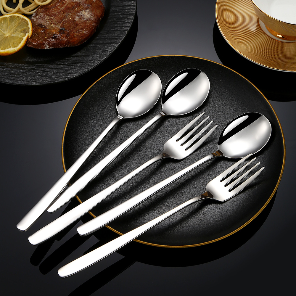 Stainless Steel Spoon High Appearance Level Home Outdoor Korean Soup Spoon Fork Watermelon Spoon Coffee Dessert Spoon Gift details Picture
