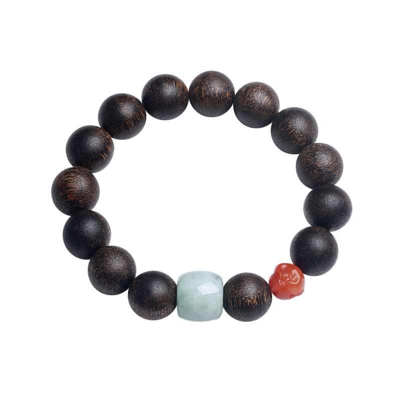 文莱沉香手串/单圈白底实物图