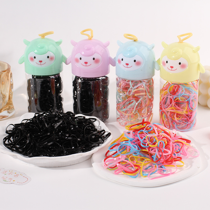 儿童一次性橡皮筋卡通罐装不伤发皮筋彩色强拉不断发圈不伤发头绳