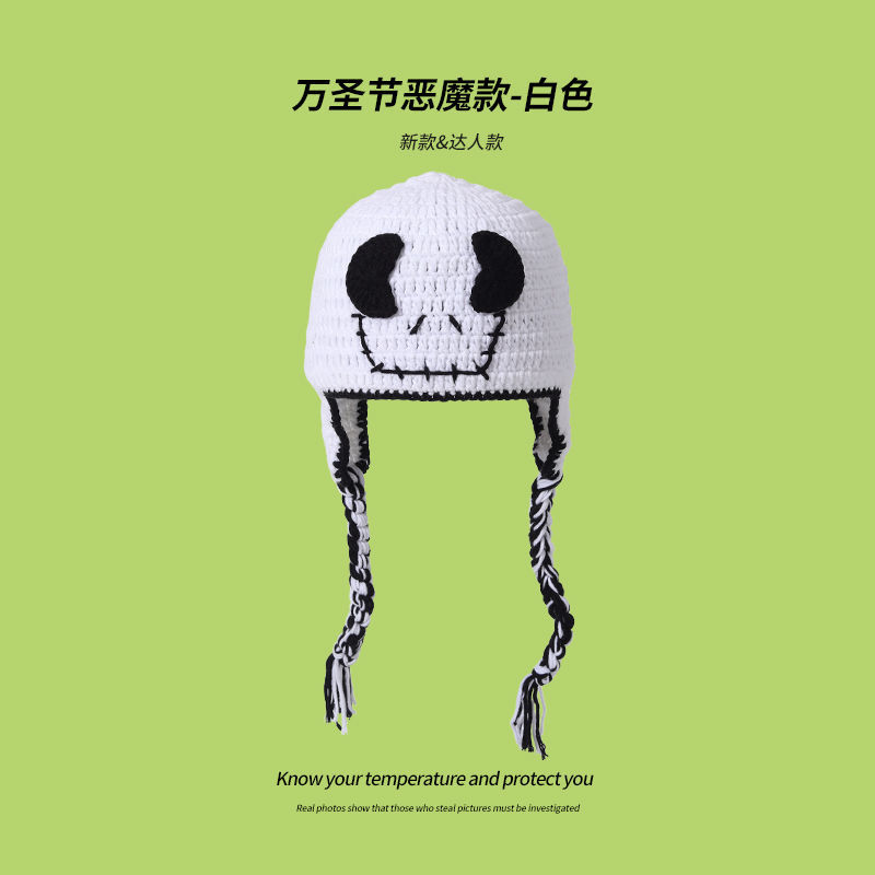 卡通佛祖帽子韩版手工编织秋冬保暖个性搞怪男女针织帽护耳毛线帽详情31