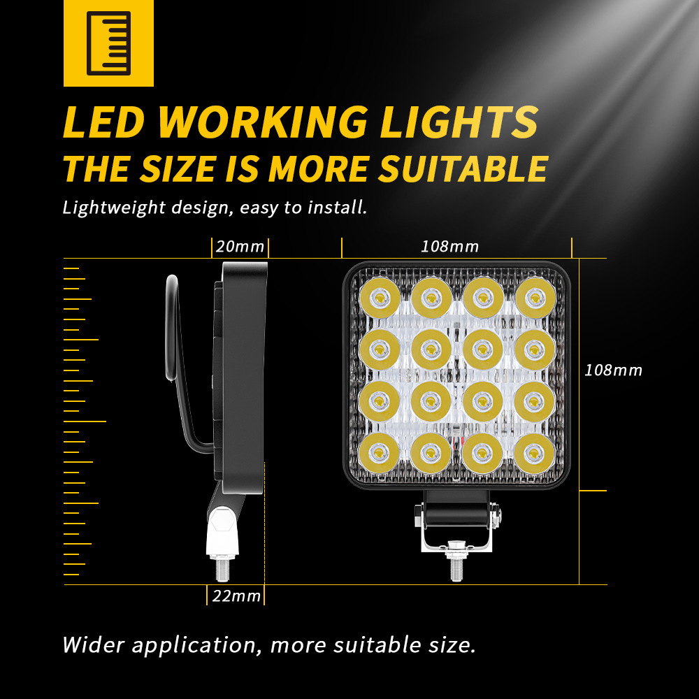DXZ automotive LED working light 4-inch square 16 light 48W auxiliary light modified headlight project spotlights Headlights details Picture
