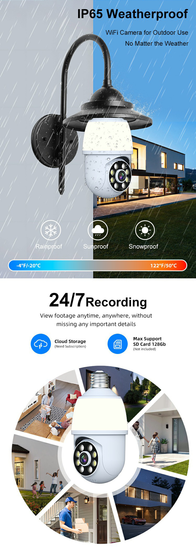 Monitoring of waterproof bulbs from the source factory, cameras with lights, and outdoor smart wireless 2K lamp heads for cross-border trade bestsellers pic 11