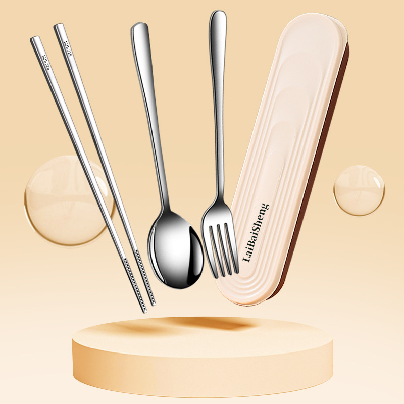 Portable Tableware Set 316 Stainless Steel Tableware Spoon Chopsticks Cream Air Storage Case Single Chopsticks Spoon Specification drawing