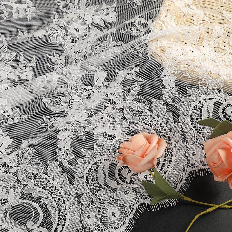 Jinmian eyelash lace fabric 2025 new solid color lace fabric fashionable dress lace clothing fabric Application Scenario