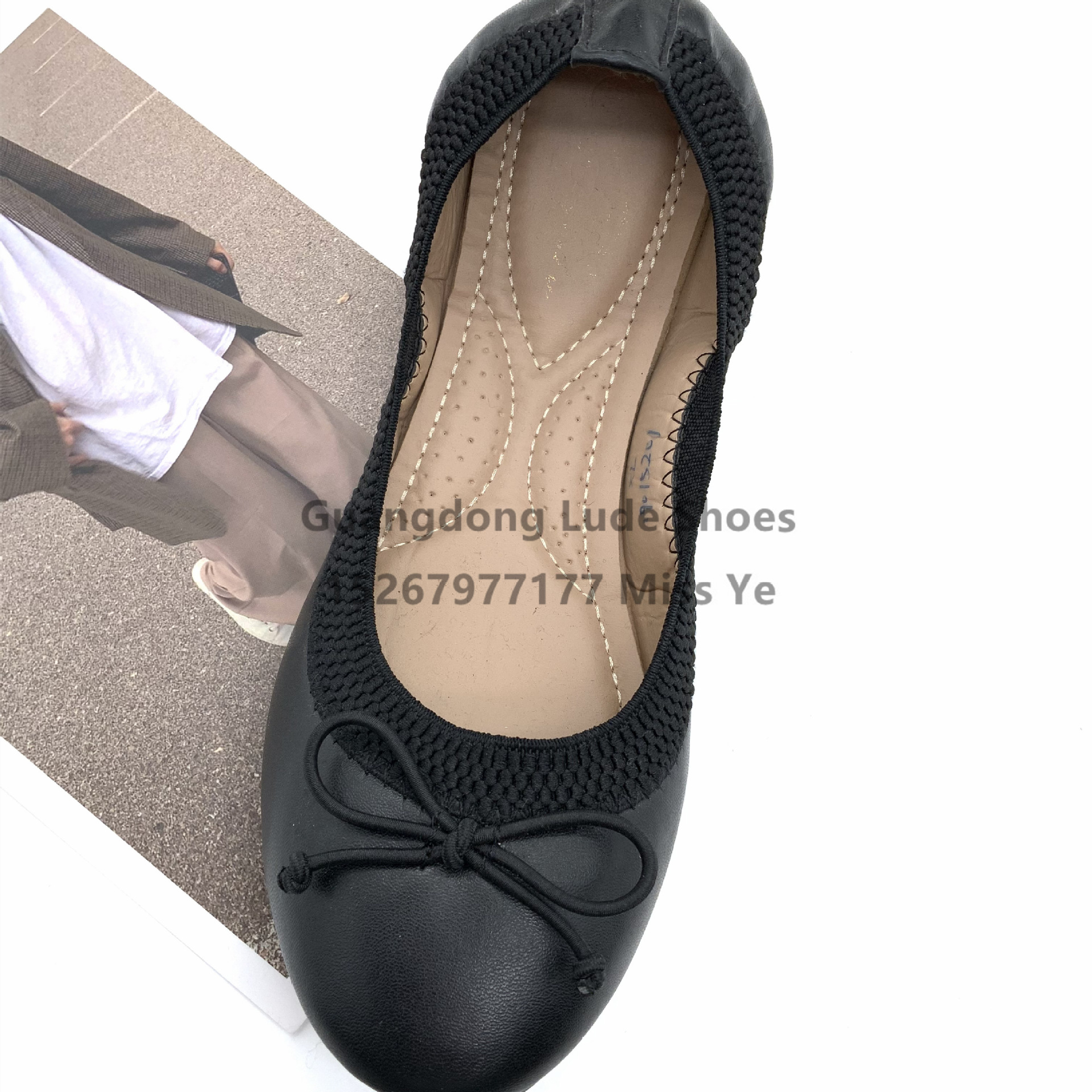 Spring New Women's Single Shoes Flat Leisure Comfortable All Bow Elastic Guangzhou Women's Shoes Craft Single Shoes Women details Picture