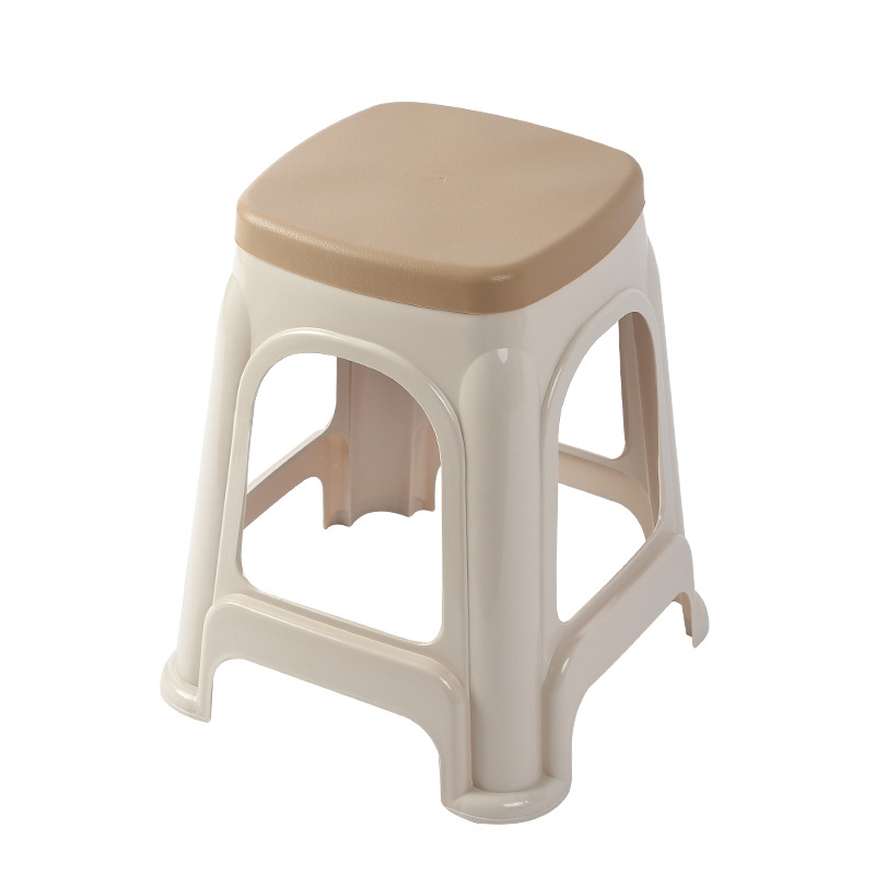 Household two-color plastic stools, thickened square stools, living room high stools, plastic chairs for food stalls, adult stackable wholesale Item Picture