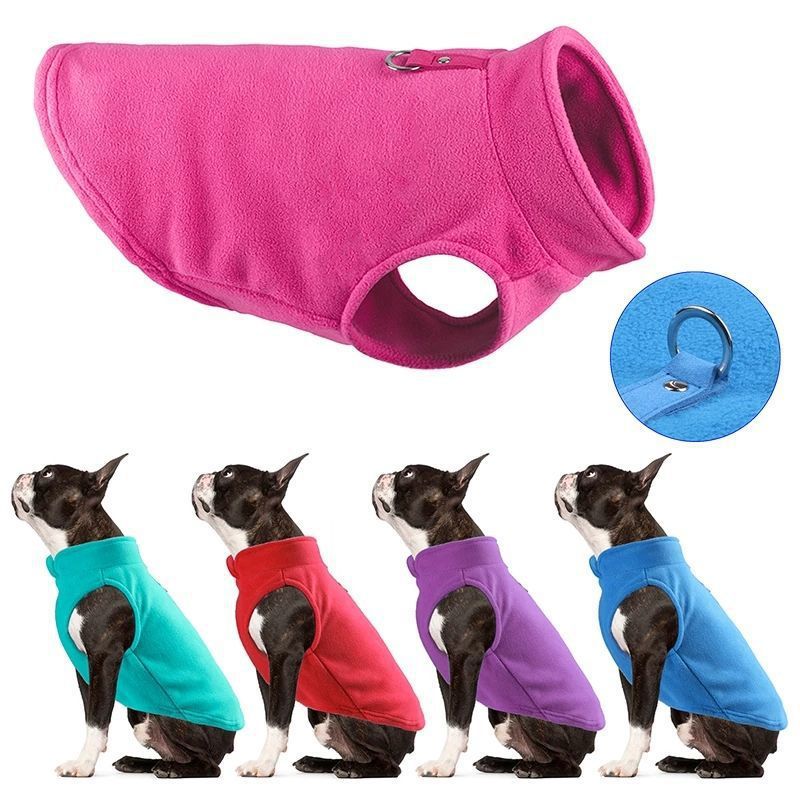 Pet clothing for autumn and winter, thickened and warm polar fleece dog clothes, solid color fashionable hoodie vests, pet clothing